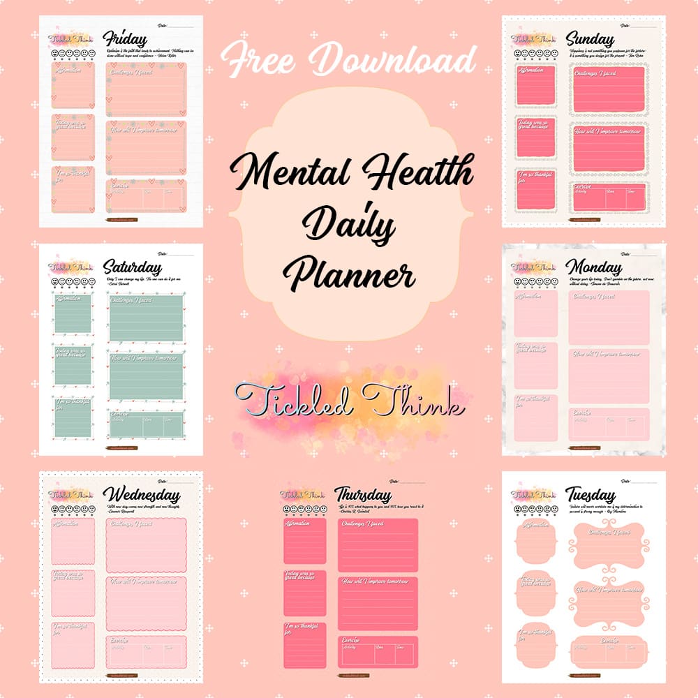 Free Mental Health Daily Planner Printables Tickled Think
