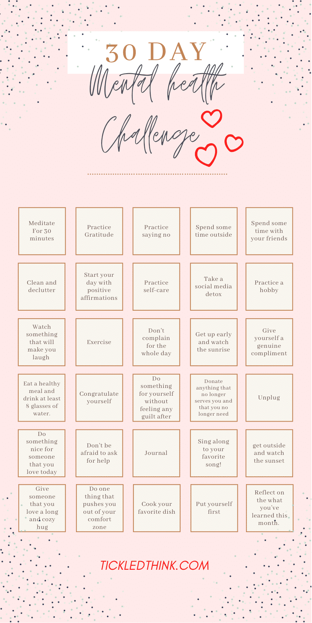 30-Day Mental Health Challenge - Tickled Think